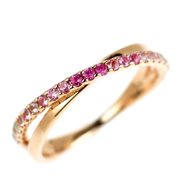 K18PG PINK/WHITE SAPPHIRE RING: K18PG pink/white sapphire ring Brand: None Type/Style: Ring Material: Metal Purity K18, Metal Gold, Main Stone/Creation sapphires Color: Pink Gold Size: 6.75 - 7 US Accessories: None