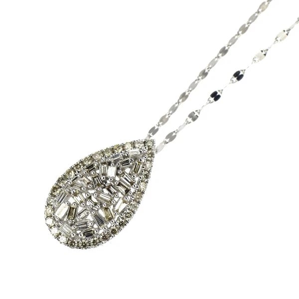 K18WG DIAMOND PENDANT NECKLACE: K18WG DIAMOND PENDANT NECKLACE Brand: None Type/Style: Pendant Necklace Material: Metal Purity K18, Metal Gold, Main Stone/Creation Natural Color: White Gold Size: Necklace: Chain Length ?45.5