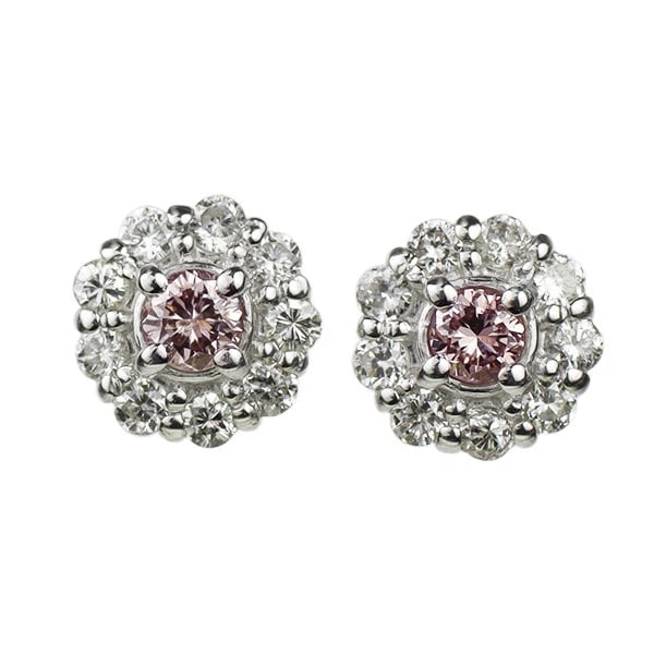 BRAND NEW RARE PT900/ PT950 NATURAL PINK DIAMOND EARRINGS (1 of 2)