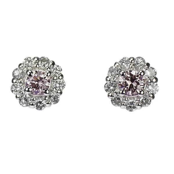 BRAND NEW RARE PT900/ PT950 NATURAL PINK DIAMOND EARRINGS: Brand New Rare Pt900/ Pt950 Natural Pink Diamond Earrings Brand: None Type/Style: piercing Material: Metal Purity None, Metal Pt950, Main Stone/Creation Natural Color: None Size:
