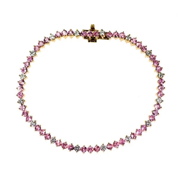 K18YG PINK SAPPHIRE DIAMOND BRACELET: K18YG pink sapphire diamond bracelet Brand: None Type/Style: bracelets Material: Metal Purity K18, Metal Gold, Main Stone/Creation sapphires Color: None Size: Necklace: Chain Length 18.5 