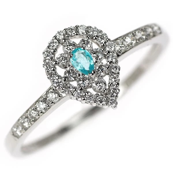 RARE PT950 PEAR SHAPE PARAIBA TOURMALINE DIAMOND RING: Rare Pt950 Pear Shape Paraiba Tourmaline Diamond Ring Brand: None Type/Style: Ring Material: Metal Purity 950, Metal Platinum, Main Stone/Creation tourmaline Color: None Size: 7.75 - 8 US 