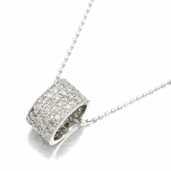 18K WG RING MOTIF DIAMOND NECKLACE: 18K WG Ring Motif Diamond Necklace Brand: Unbranded Type/Style: Necklace Material: K18WG, Main Stone/Creation Natural Color: Gold Size: Length: Approx. 40cm Top: Width approx. 6.5mm / Diameter