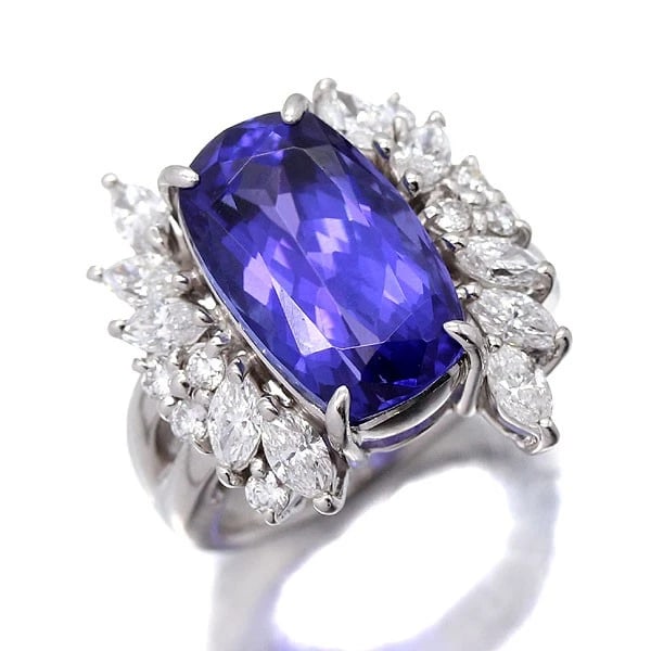 PLATINUM TANZANITE & DIAMOND RING (1 of 2)