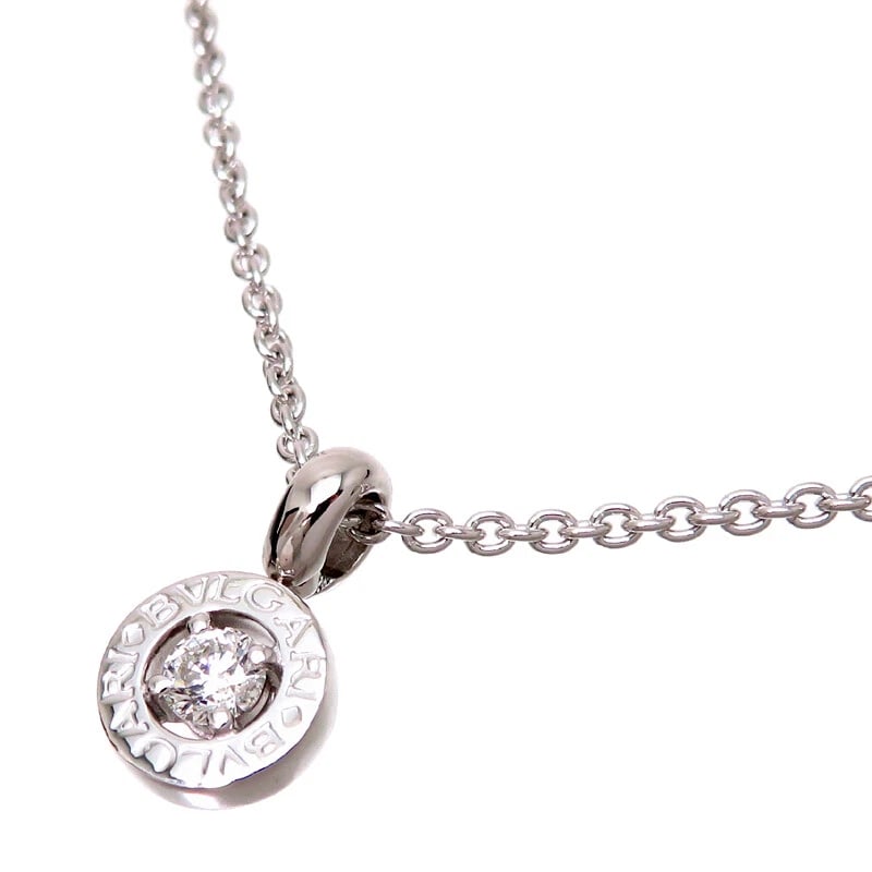 BVLGARI 18K WHITE GOLD DIAMOND NECKLACE: Bvlgari 18K White Gold Diamond Necklace Brand: Bvlgari Type/Style: Necklace Material: 750WG, Main Stone/Creation natural Color: Silver Size: Pendant Length0.35 x 0.61 inch / 9.1 x 15.6 mm