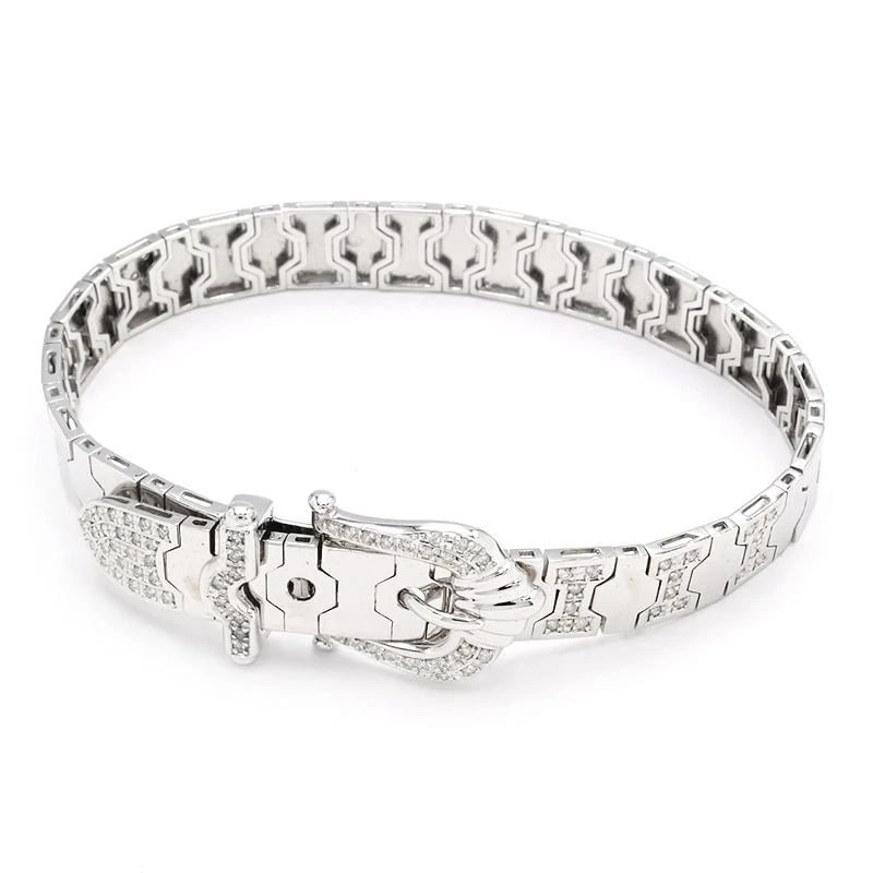 NATURAL DIAMOND BRACELET 18K WG DIAMOND: natural diamond bracelet 18K WG diamond Brand: Unbranded Type/Style: Bracelet Material: K18WG, Main Stone/Creation natural Color: gold Size: Inner circumference 17.5cm/16.5cm/16cm Width 8.5mm