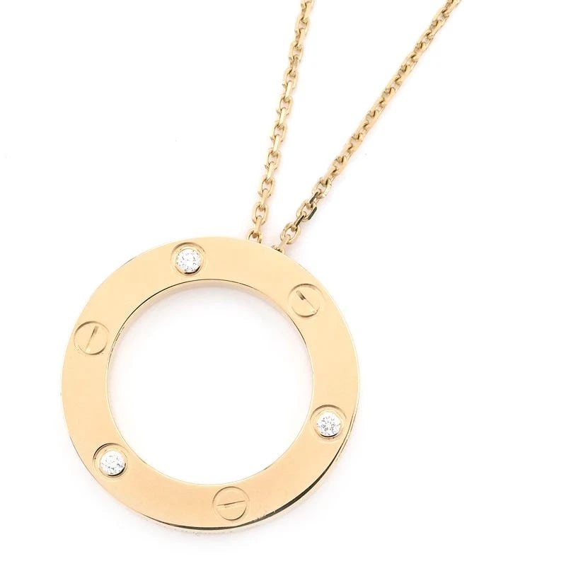 CARTIER LOVE NECKLACE 18K YG: Cartier Love Necklace 18K YG Brand: Cartier Type/Style: Necklace Material: 18KYG, Main Stone/Creation NAtural Color: Gold Size: Effective length 42cm, chain width 1.3mm, motif diameter 23.4mm,