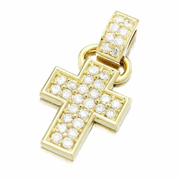 18K YELLOW GOLD CROSS DIAMOND PENDANT TOP: 18K Yellow Gold Cross Diamond Pendant Top Brand: Unbranded Type/Style: Pendant Material: K18YG, Main Stone/Creation Natural Color: Gold Size: Approx. W15mm x H28mm, Bail Inner Diameter: Approx. W2