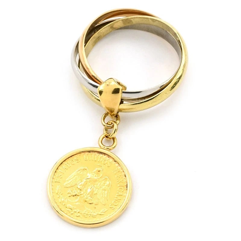 MEXICAN 2 PESO EAGLE COIN RING: Mexican 2 Peso Eagle Coin Ring Brand: Unbranded Type/Style: Ring Material: K21.6YG, Color: Gold Size: 5 US Accessories: None Accessories Notice: When purchasing pre-owned goods, please ref