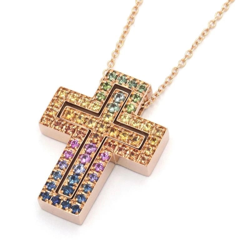 DAMIANI BELLE EPOQUE NECKLACE 18K PG: Damiani Belle Epoque Necklace 18K PG Brand: Damiani Type/Style: Necklace Material: 18KPG, Main Stone/Creation Multicolor sapphire Color: Gold Size: Effective length 41.5cm/50cm Chain width