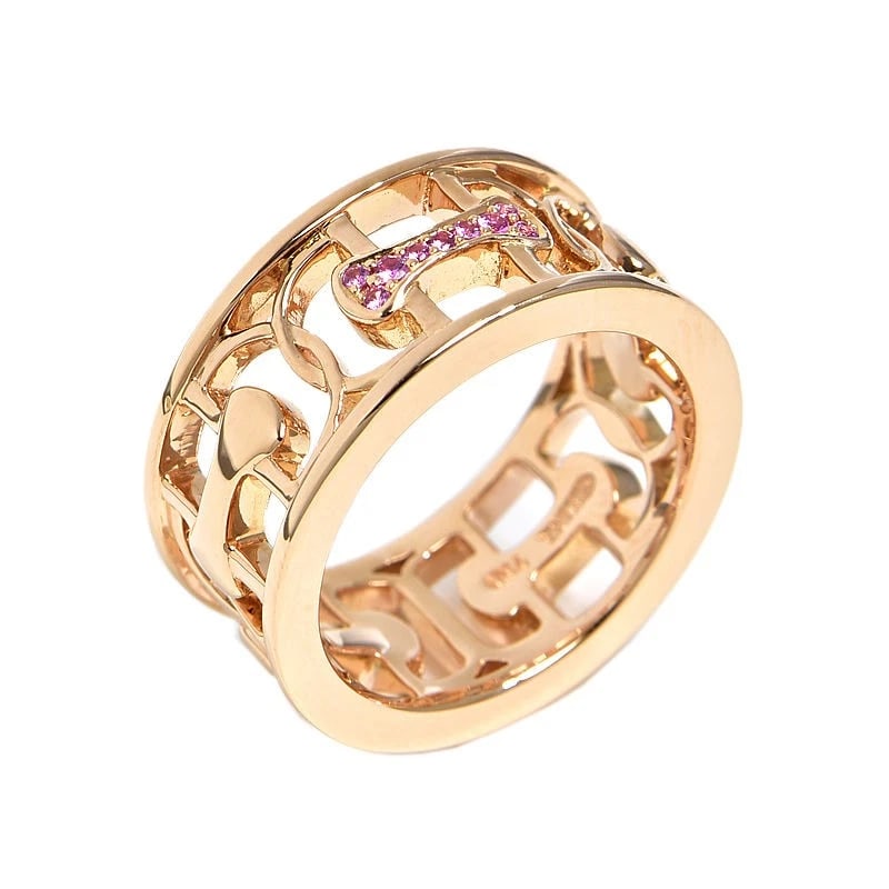 CELINE HORSESHOE RING 18K PG PINK SAPPHIRE DHAMMY: Celine Horseshoe Ring 18K PG Pink Sapphire Dhammy Brand: Celine Type/Style: Ring Material: K18PG, Main Stone/Creation pink sapphire Color: Gold Size: 6 US Accessories: None Accessories