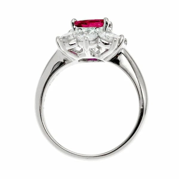 PLATINUM RUBY DIAMOND RING REFURBISHED - 2