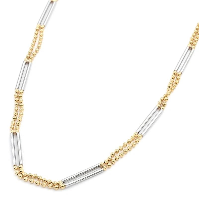 COMBINATION CHAIN NECKLACE 18K YG: Combination chain necklace 18K YG Brand: Unbranded Type/Style: Necklace Material: K18YG, Color: Gold Size: Effective length 40cm Ball chain width 1.3mm Pipe bead width 1.0mm Accessories: None