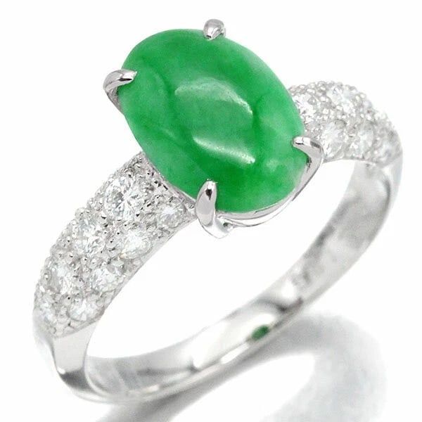 PLATINUM JADE DIAMOND RING PT950 (1 of 2)