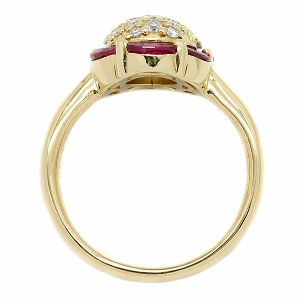 18K YG RUBY & DIAMOND FLOWER RING - 2