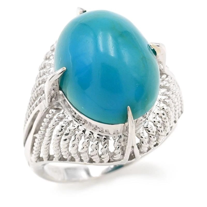 NATURAL TURQUOISE RING K14WG: Natural Turquoise Ring K14WG Brand: Unbranded Type/Style: Ring Material: K18WG, Main Stone/Creation Turquoise Color: Silver Size: 4. US Accessories: None Accessories Notice: When purchasing