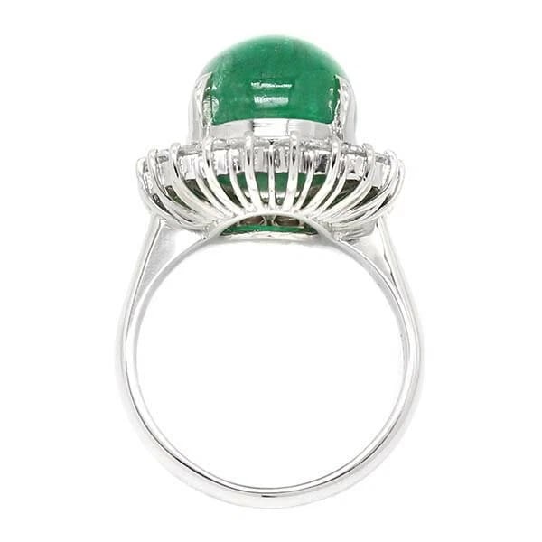 PLATINUM EMERALD DIAMOND RING - 2
