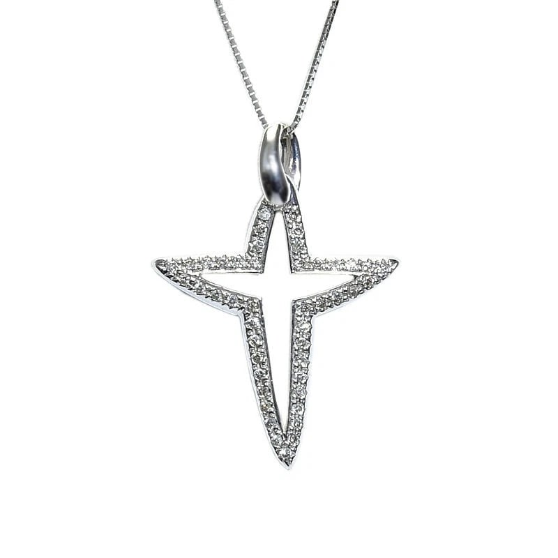 NATURAL DIAMOND CROSS NECKLACE 18K: Natural Diamond Cross Necklace 18K Brand: Unbranded Type/Style: Necklace Material: K18WG, Main Stone/Creation Natural Color: Silver Size: Effective length 45cm (free adjuster) Chain width