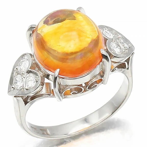 PLATINUM OPAL DIAMOND RING: Platinum Opal Diamond Ring Brand: Unbranded Type/Style: Ring Material: Platinum, Main Stone/Creation Opal Color: Silver Size: 4 US Accessories: None Accessories Notice: When purchasing