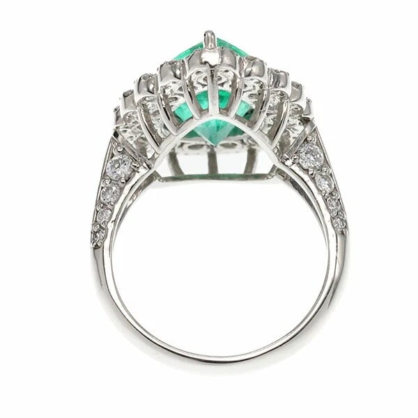 PLATINUM EMERALD DIAMOND RING - 3