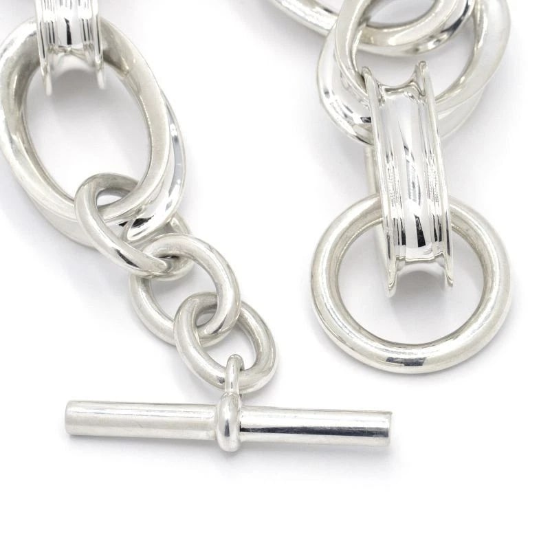 HERMES THICK SILVER CHAIN BRACELET - 3