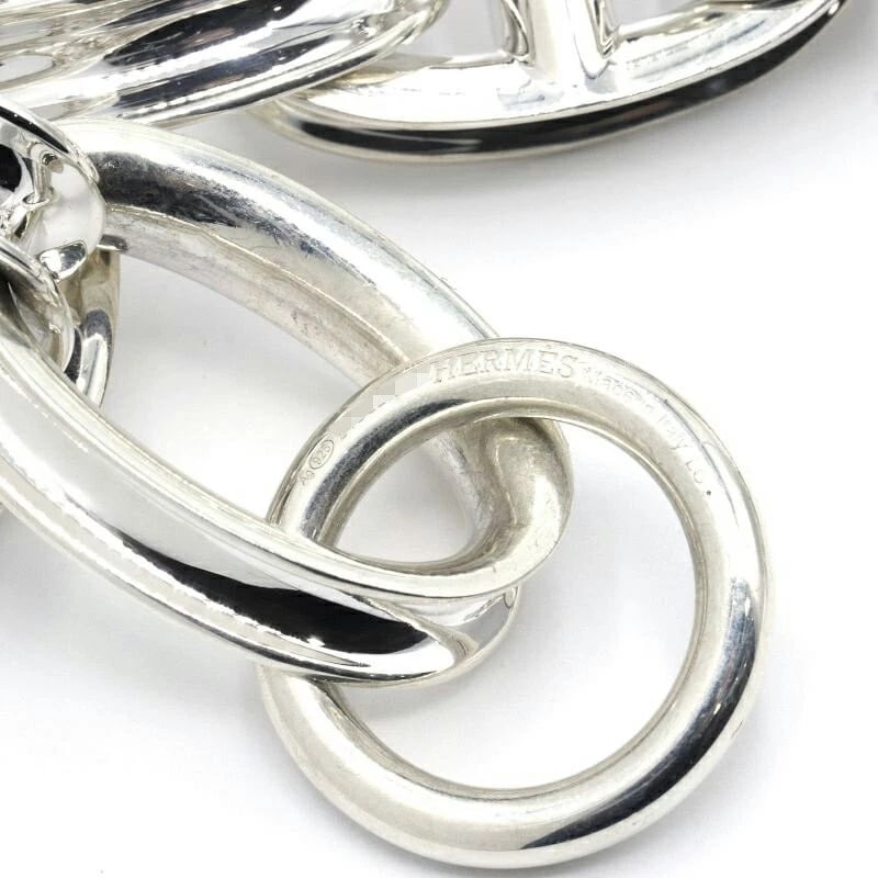 HERMES THICK SILVER CHAIN BRACELET - 5