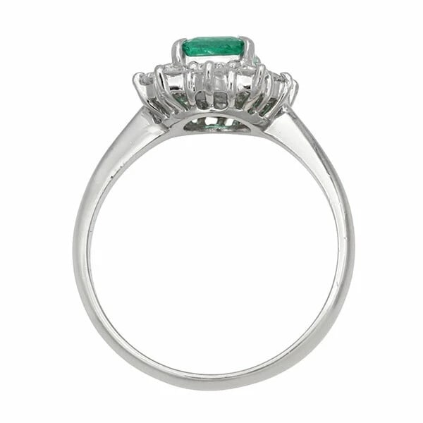 PLATINUM EMERALD DIAMOND RING - 2