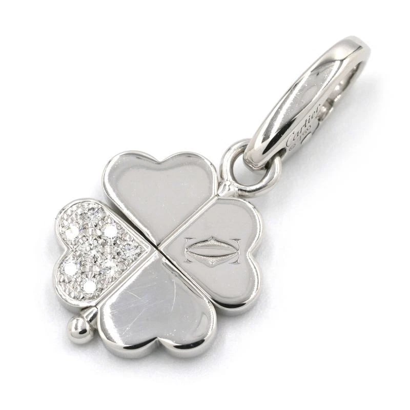 CARTIER FOUR-LEAF CLOVER CHARM 18K WG DIAMOND: Cartier Four-leaf clover charm 18K WG diamond Brand: Cartier Type/Style: Bracelet Material: 18K White Gold, Main Stone/Creation natural Color: Gold Size: Motif 12.4mm x 16.9mm (not including