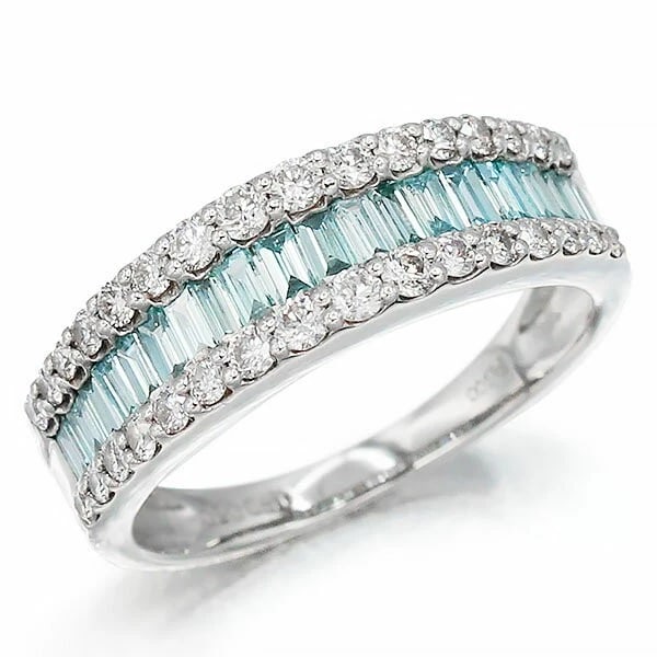 PLATINUM BLUE TREATED & DIAMOND RING: Platinum Blue Treated & Diamond Ring Brand: Unbranded Type/Style: Ring Material: Platinum, Main Stone/Creation Natural Color: Silver Size: 6.5US Accessories: None Accessories Notice: When