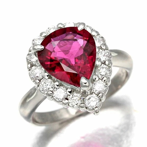 PINK TOURMALINE DIAMOND RING PEAR SHAPE: Pink Tourmaline Diamond Ring Pear Shape Brand: Unbranded Type/Style: Ring Material: Platinum, Main Stone/Creation Pink Tourmaline Color: Silver Size: 6.5US Accessories: None Accessories
