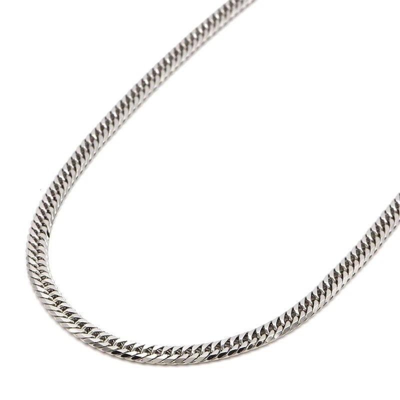 KIHEI PLATINUM 6-SIDED DOUBLE CURB CHAIN NECKLACE: Kihei Platinum 6-Sided Double Curb Chain Necklace Brand: Unbranded Type/Style: Necklace Material: pt850, Color: Silver Size: Inner circumference 50cm width (fastener width) 4.0mm (6.5mm) 