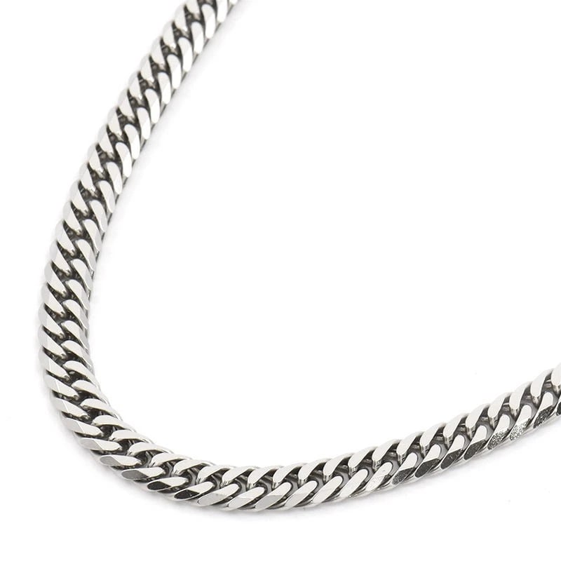 KIHEI 6-SIDE DOUBLE CURB NECKLACE: Kihei 6-Side Double Curb Necklace Brand: Unbranded Type/Style: Necklace Material: pt850, Color: Silver Size: Inner circumference 50cm width (fastener width) 4.0mm (6.3mm) Accessories: None