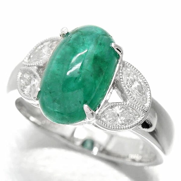 PLATINUM EMERALD DIAMOND RING - 2