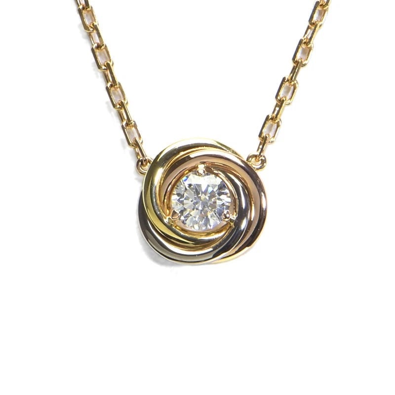 CARTIER TRINITY PENDANT 1 DIAMOND BRILLIANT CUT: Cartier Trinity pendant 1 diamond brilliant cut Brand: Cartier Type/Style: Pendant Material: K18YG, Main Stone/Creation natural Color: Gold Size: Effective length 37cm/40cm Chain width 1.1mm