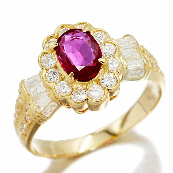 18K YELLOW GOLD RUBY & DIAMOND RING (1 of 3)