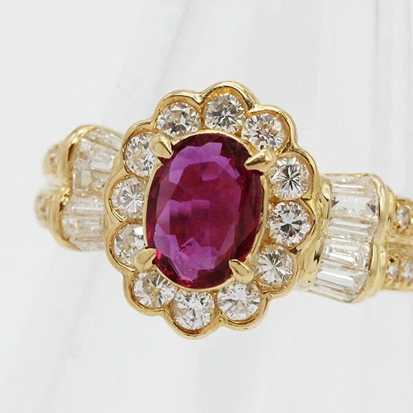 18K YELLOW GOLD RUBY & DIAMOND RING - 2