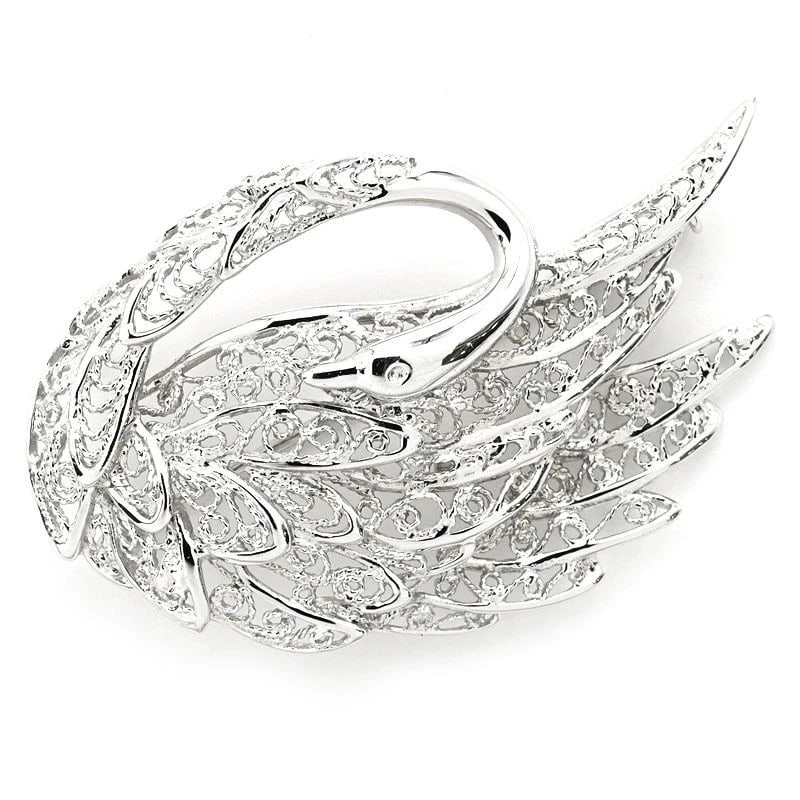 SWAN MOTIF BROOCH 18K WG: Swan motif brooch 18K WG Brand: Unbranded Type/Style: Brooche Material: K18WG, Color: Gold Size: Motif 46mm x 27.6mm Accessories: None Accessories Notice: When purchasing pre-owned goods,