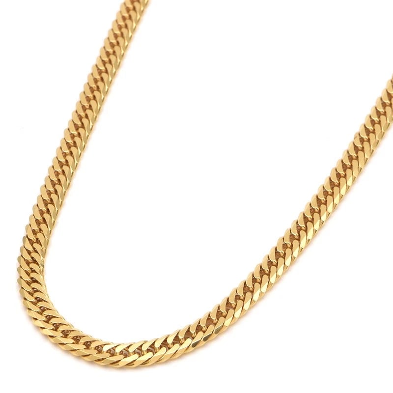 KIHEI 6-SIDED DOUBLE CURB NECKLACE: Kihei 6-Sided Double Curb Necklace Brand: Unbranded Type/Style: Necklace Material: K18YG, Color: Gold Size: Inner circumference 50cm width (fastener width) 4.6mm (6.9mm) Accessories: None