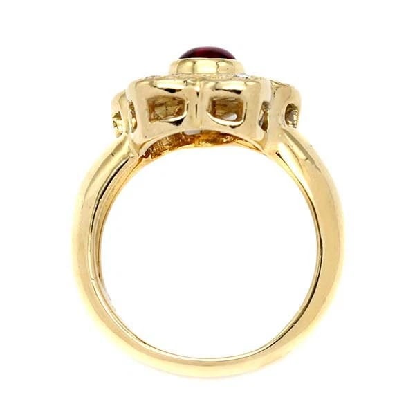 18K YG FLORAL RUBY DIAMOND RING - 2