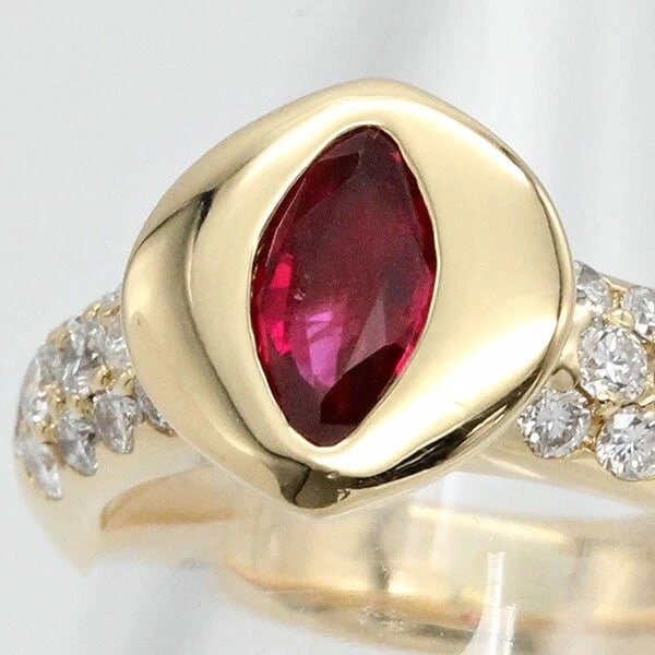 18K YELLOW GOLD RUBY & DIAMOND RING - 2