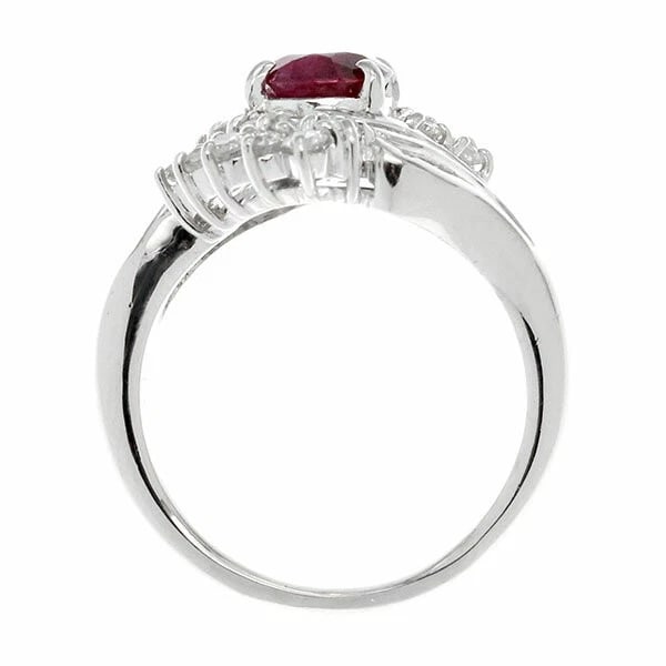 PLATINUM RUBY DIAMOND HALO RING PT900 - 4