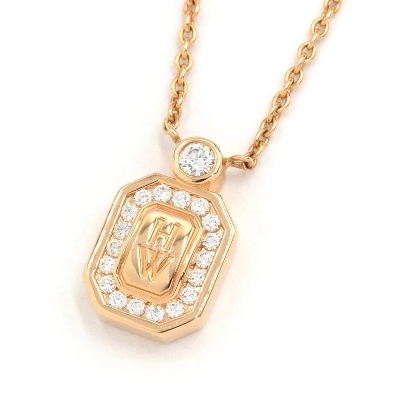 HARRY WINSTON DIAMOND PENDANT 18K PG ROSE GOLD NECKLACE: Harry Winston Diamond Pendant 18K PG Rose Gold Necklace Brand: Harry Winston Type/Style: Necklace Material: k18PG, Main Stone/Creation Natural Color: Gold Size: Effective length 41cm Chain