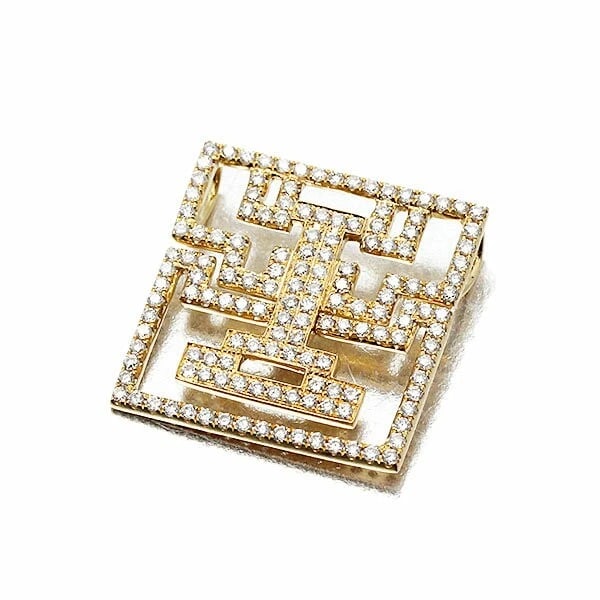 18K YELLOW GOLD SQUARE DIAMOND PENDANT TOP (1 of 6)