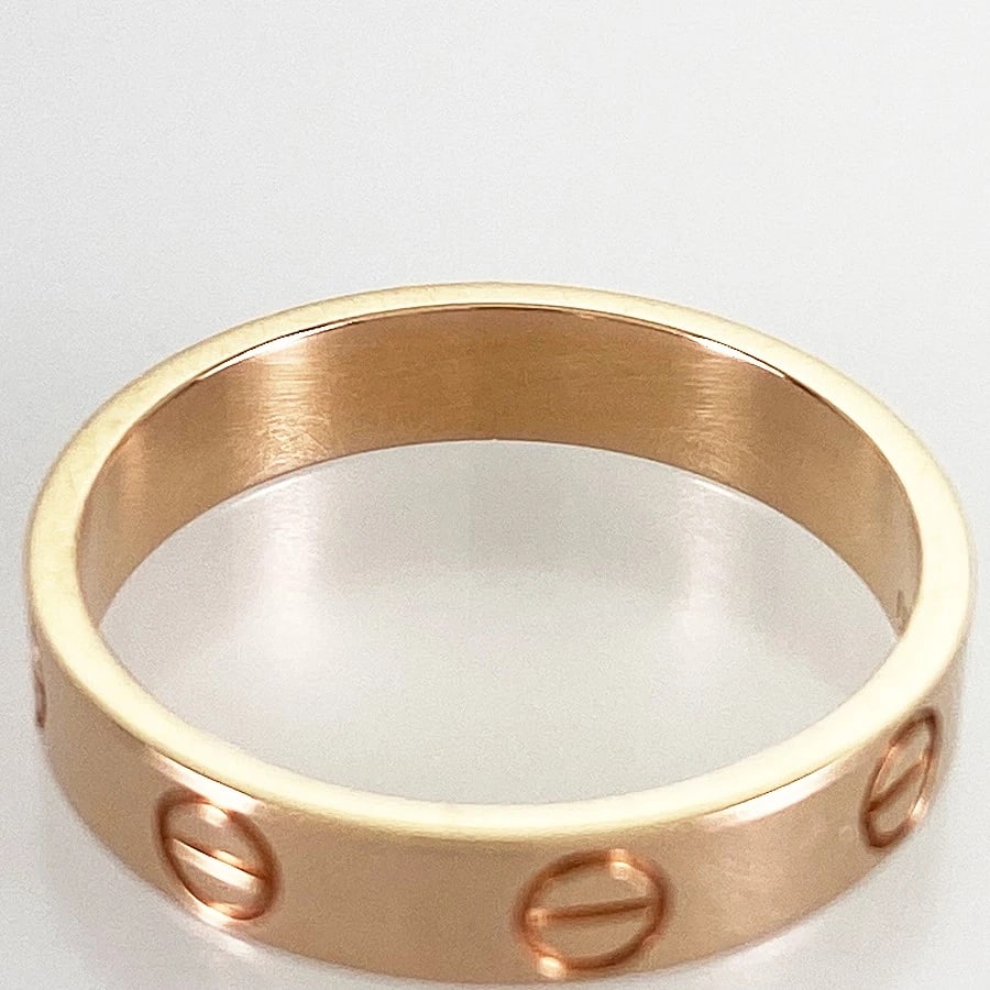 CARTIER MINI LOVE ROSE GOLD RING: Cartier Mini Love Rose gold Ring Brand: Cartier Type/Style: Ring Material: 18K Pink Gold, Color: Rose Gold Size: US:6 Accessories: None Accessories Notice: When purchasing pre-owned goods,
