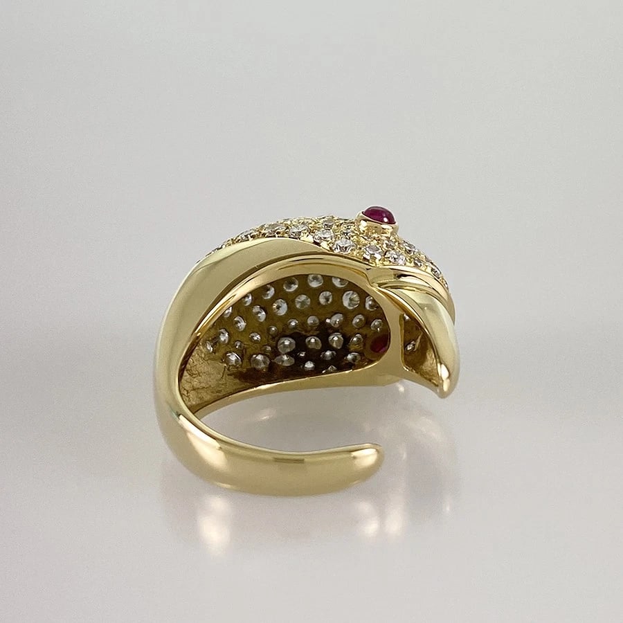 TIFFANY&CO. YELLOW GOLD RUBY DIAMOND RING - 2