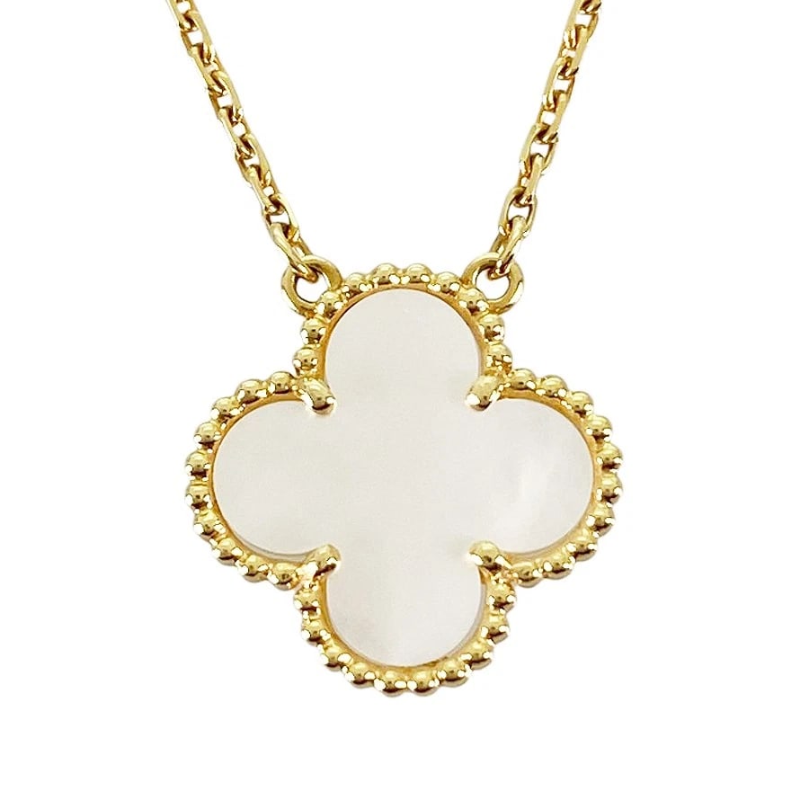 VAN CLEEF & ARPELS VINTAGE ALHAMBRA YELLOW GOLD SHELL NECKLACE: Van Cleef & Arpels Vintage Alhambra Yellow gold Shell Necklace Brand: Van Cleef & Arpels Type/Style: Necklace Material: 18K Yellow Gold, Main Stone/Creation Shell Color: Gold Size: Top size:14.6mm