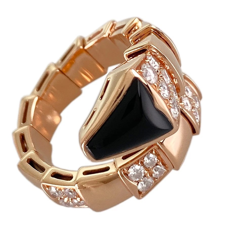 BVLGARI SERPENTI VIPER ROSE GOLD ONYX RING (1 of 5)