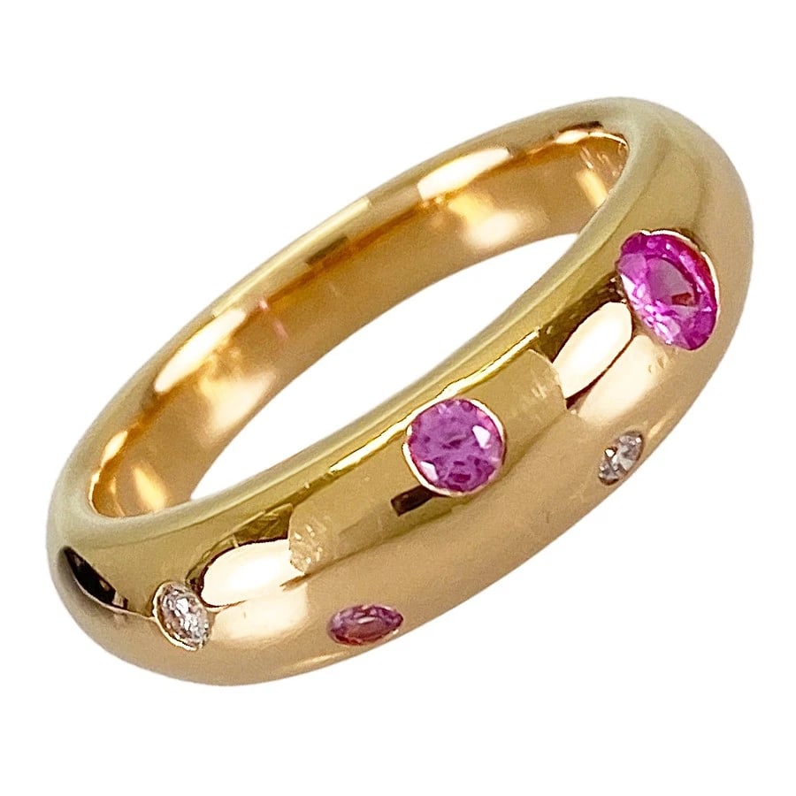 PONTE VECCHIO YELLOW GOLD PINK SAPPHIRE DIAMOND RING: Ponte Vecchio Yellow gold Pink Sapphire Diamond Ring Brand: Ponte Vecchio Type/Style: Ring Material: 18K Yellow Gold, Main Stone/Creation Sapphire Color: Gold Size: US:5 Accessories: None A