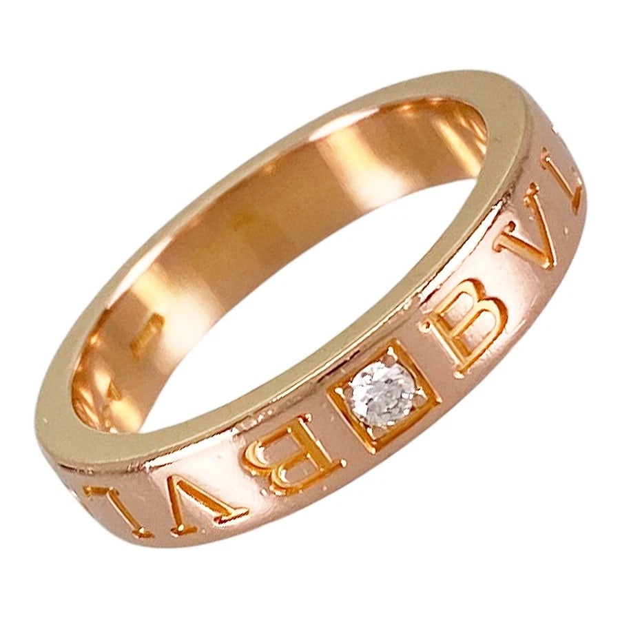 BVLGARI B.ZERO1 DOUBLE LOGO ROSE GOLD DIAMOND RING: BVLGARI B.zero1 double logo Rose gold Diamond Ring Brand: BVLGARI Type/Style: Ring Material: 18K Pink Gold, Main Stone/Creation Natural Color: Rose Gold Size: US:6.5-7 Accessories: None Acc