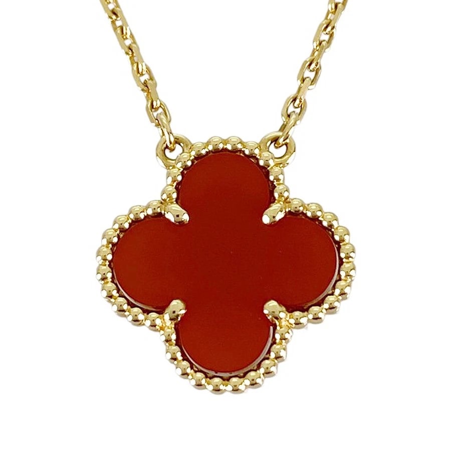 VAN CLEEF & ARPELS VINTAGE ALHAMBRA YELLOW GOLD CARNELIAN NECKLACE: Van Cleef & Arpels Vintage Alhambra Yellow gold Carnelian Necklace Brand: Van Cleef & Arpels Type/Style: Necklace Material: 18K Yellow Gold, Main Stone/Creation Carnelian Color: Gold Size: Top siz